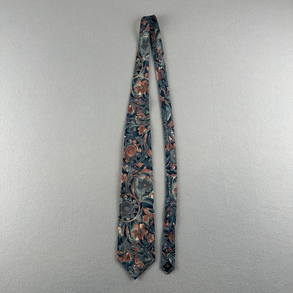 Vintage Cambridge Classics Men's‎ Tie 100% Italian Silk Floral Patterns 55"